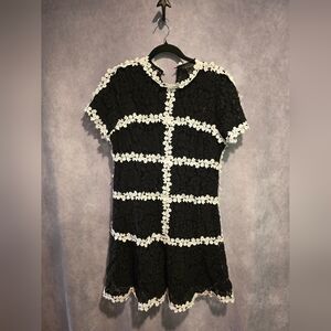 Gracia Black Dress with White Floral Accents